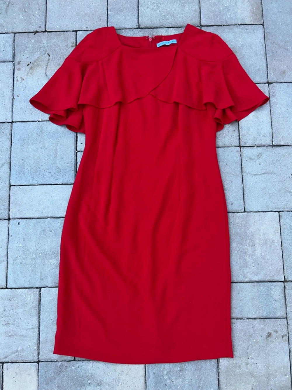 ANTONIO MELANI Red Ruffle-Sleeve Midi Dress